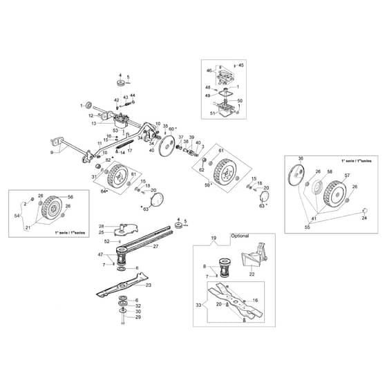 LUX 55 TBD EURO 5 - Oleo-Mac Rotary Mower Axle assy (From March '13) Diagram
