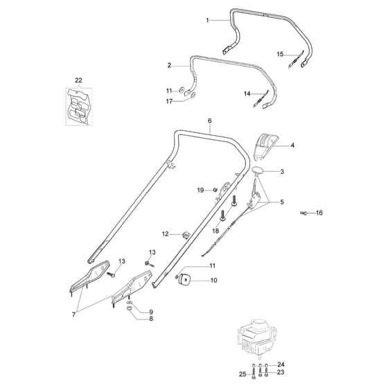 LUX 55 TBD EURO 5 - Oleo-Mac Rotary Mower Handlebar Diagram
