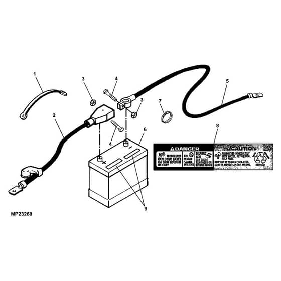 John Deere LX277 - PC2718 - Battery Cables - ST580308