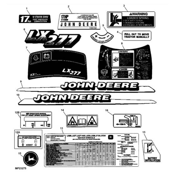 John Deere LX277 - PC2718 - Labels ( - 060000) - ST580356