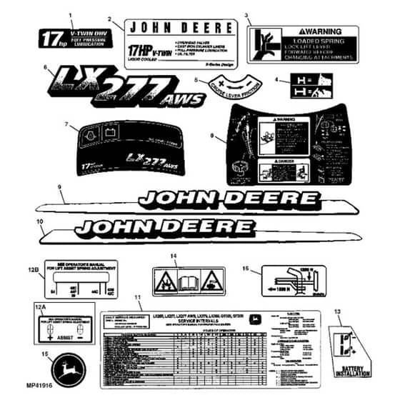 John Deere LX277 - PC2718 - Labels ( - 060000) - ST580358