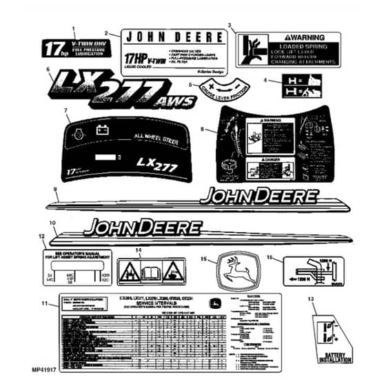 John Deere LX277 - PC2718 - Labels (060001 - ) - ST580359
