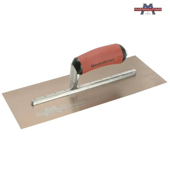 Marshalltown MPB13GSD Gold Stainless Steel Pre-Worn Plasterers Trowel DuraSoft 13 x 5in - MPB13GSD