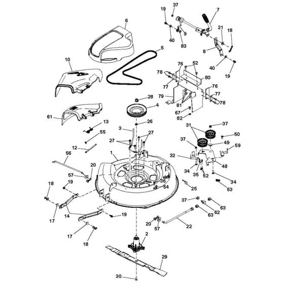 McCulloch M105-77X - 96021002000 - 2011-12 - Mower Deck - Cutting Deck Parts Diagram