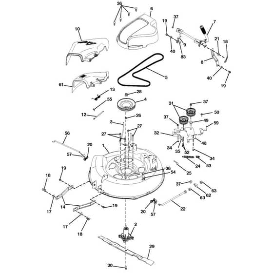 McCulloch M105-77XC - 96021001900 - 2012-01 - Mower Deck - Cutting Deck Parts Diagram