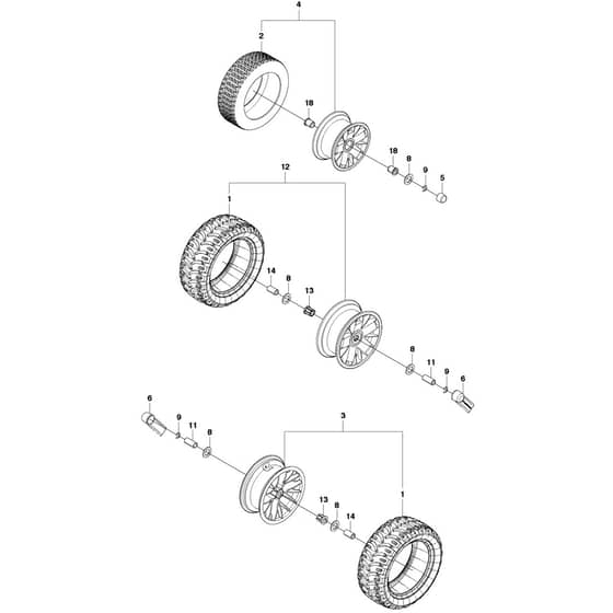 McCulloch M105-97F - 967206801 - 2013-01 - Wheels and Tyres Parts Diagram