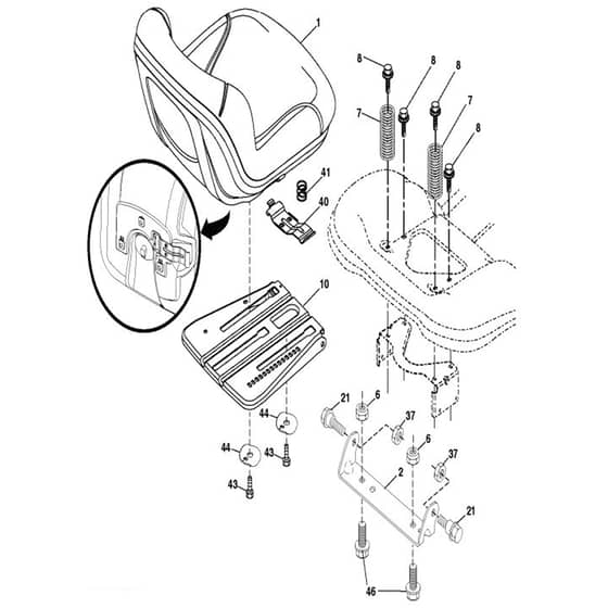 McCulloch M110-77T - 96041040500 - 2017-07 - Seat Parts Diagram