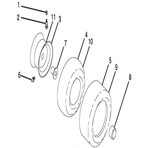 McCulloch M110-77T - 96041040500 - 2017-07 - Wheels and Tyres Parts Diagram