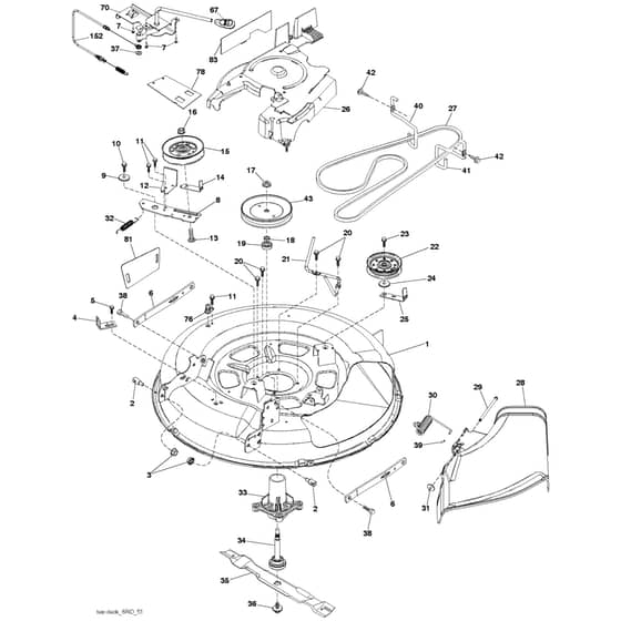 McCulloch M11577 - 96041009701 - 2010-04 - Mower Deck - Cutting Deck Parts Diagram