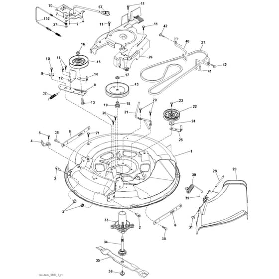 McCulloch M11577 - 96041011500 - 2010-03 - Mower Deck - Cutting Deck Parts Diagram