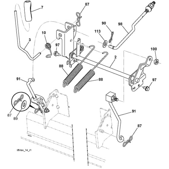 McCulloch M11577 - 96041011500 - 2010-03 - Mower Lift - Deck Lift Parts Diagram