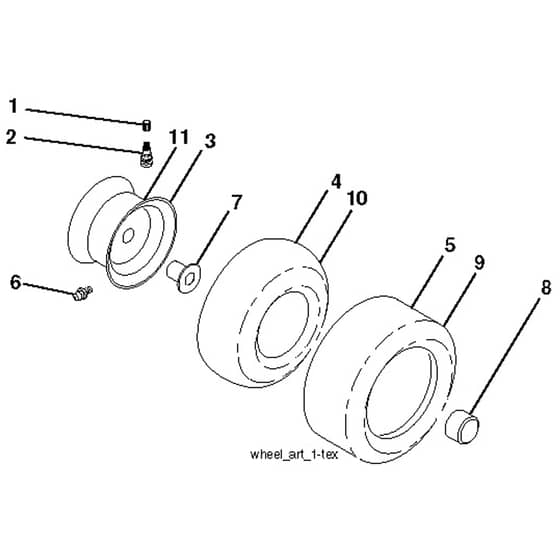 McCulloch M11577 - 96041012101 - 2010-03 - Wheels and Tyres Parts Diagram