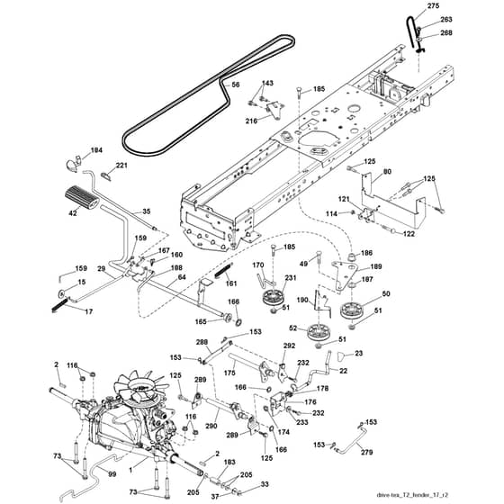 McCulloch M11577HRB - 96051001203 - 2011-08 - Drive Parts Diagram