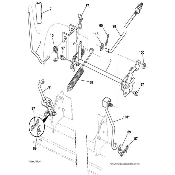McCulloch M11577RB - 96041016502 - 2011-08 - Mower Lift - Deck Lift Parts Diagram