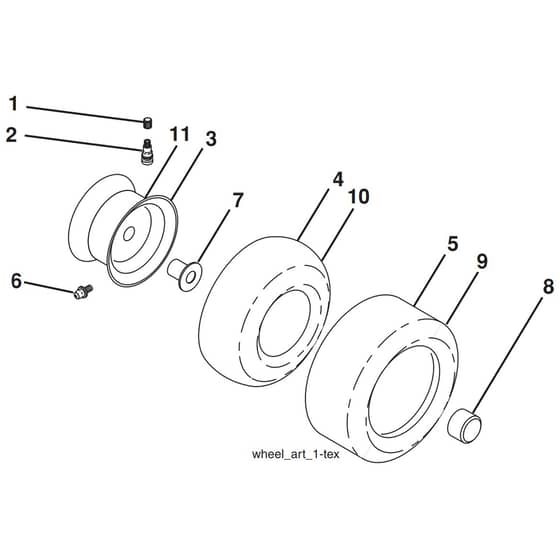 McCulloch M11577RB - 96051001100 - 2010-10 - Wheels and Tyres Parts Diagram