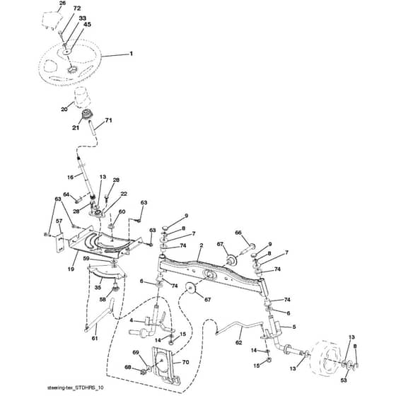 McCulloch M11577RB - 96051001103 - 2011-08 - Steering Parts Diagram