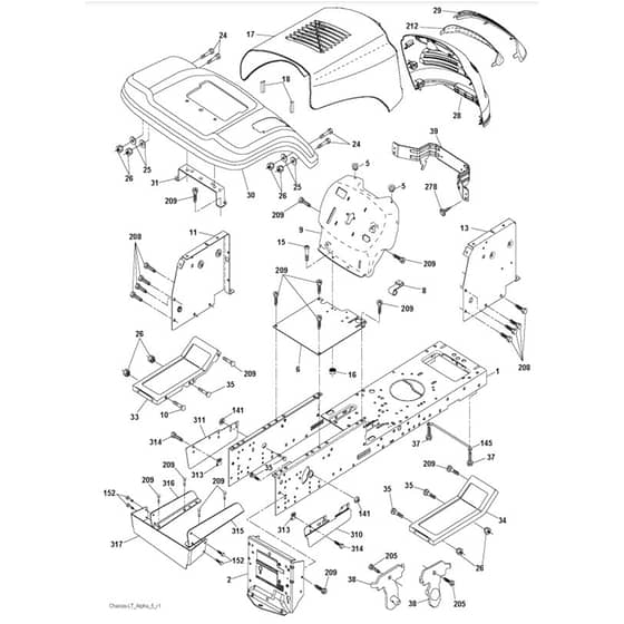 McCulloch M11597 - 96011023406 - 2010-03 - Chassis & Enclosures Parts Diagram