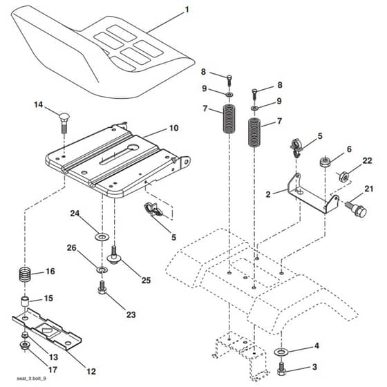 McCulloch M11597 - 96011023407 - 2010-07 - Seat Parts Diagram