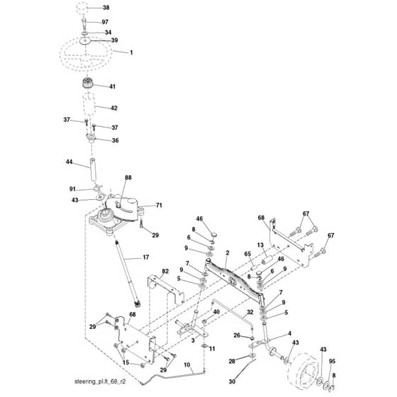 McCulloch M11597 - 96011023701 - 2009-04 - Steering Parts Diagram