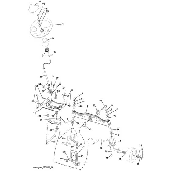 McCulloch M11597 - 96041026602 - 2012-08 - Steering Parts Diagram
