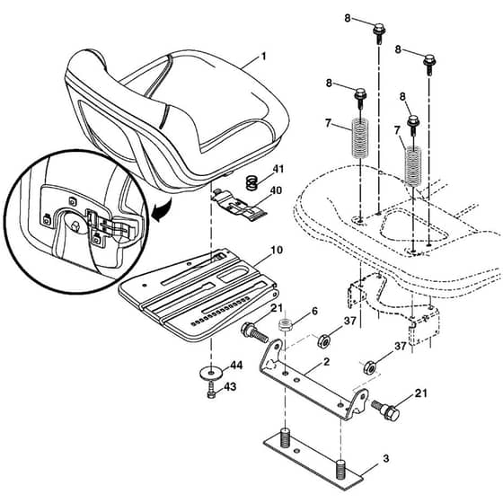 McCulloch M115-77T - 96041028600 - 2012-10 - Seat Parts Diagram