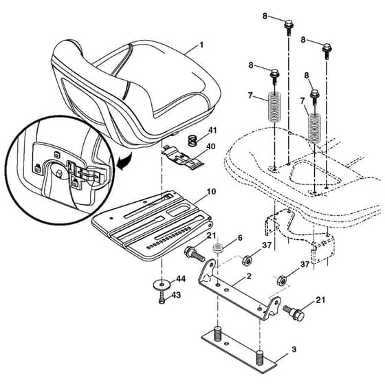 McCulloch M115-77T - 96041028601 - 2013-05 - Seat Parts Diagram