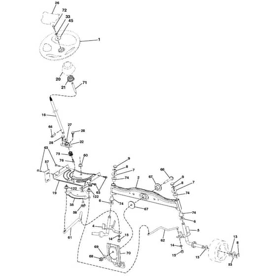 McCulloch M115-77T - 96041028601 - 2013-05 - Steering Parts Diagram