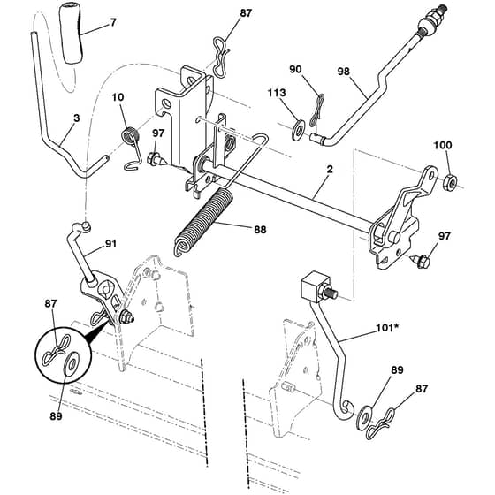 McCulloch M115-77TC - 96051005900 - 2012-10 - Mower Lift - Deck Lift Parts Diagram
