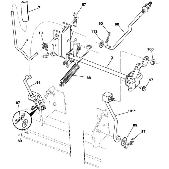 McCulloch M115-77TC - 96051005901 - 2013-06 - Mower Lift - Deck Lift Parts Diagram