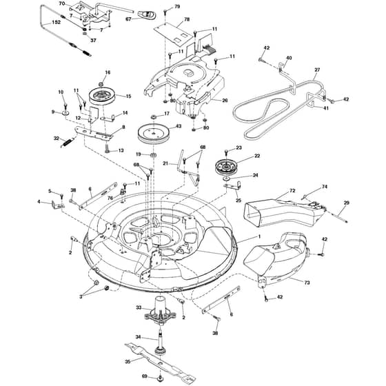 McCulloch M115-77TC - 96051005902 - 2014-04 - Mower Deck - Cutting Deck Parts Diagram