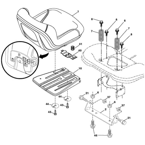 McCulloch M115-77TC - 96051005902 - 2014-04 - Seat Parts Diagram