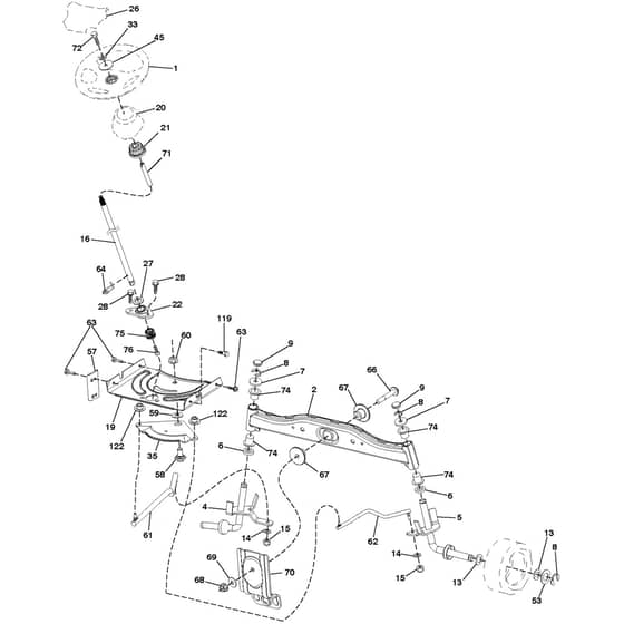 McCulloch M115-77TC - 96051016100 - 2016-09 - Steering Parts Diagram