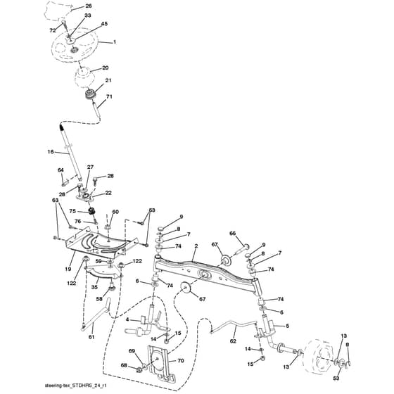 McCulloch M115-97TC - 96051013201 - 2016-05 - Steering Parts Diagram