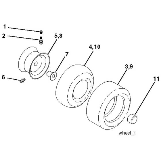McCulloch M115-97TC - 96051013201 - 2016-05 - Wheels and Tyres Parts Diagram