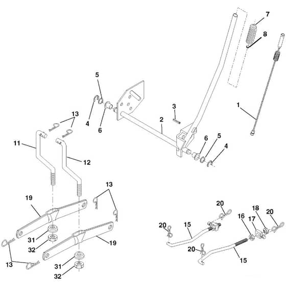 McCulloch M12592RB - 96061016901 - 2008-08 - Mower Lift - Deck Lift Parts Diagram