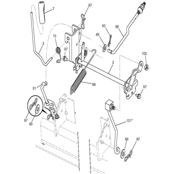 McCulloch M12597H - 96041026800 - 2011-09 - Mower Lift - Deck Lift Parts Diagram