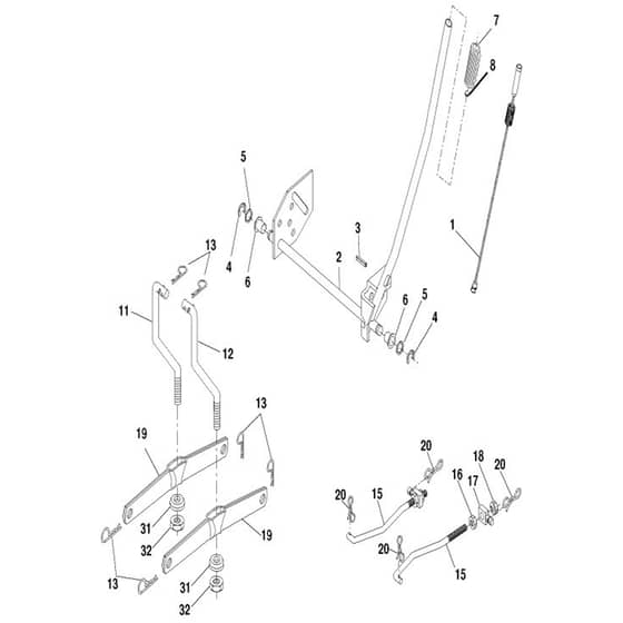 McCulloch M12597HRB - 96061031400 - 2010-09 - Mower Lift - Deck Lift Parts Diagram