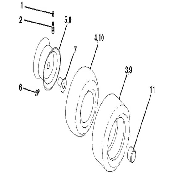 McCulloch M12597RB - 96061028700 - 2010-07 - Wheels and Tyres Parts Diagram