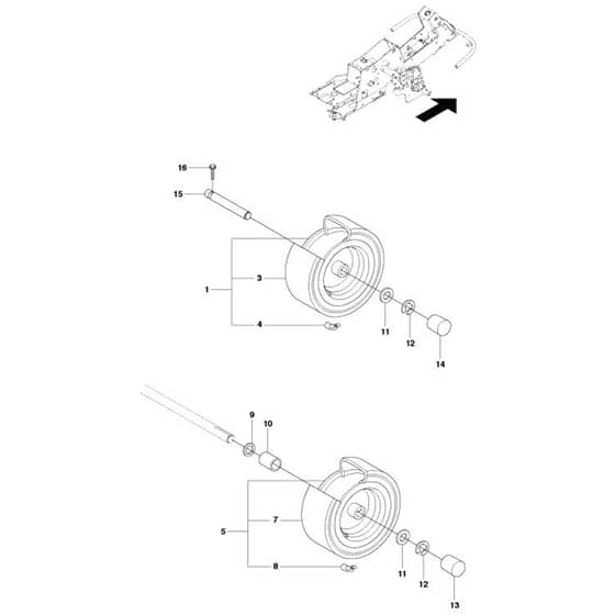 McCulloch M125-94FH - 967028401 - 2014-03 - Wheels and Tyres Parts Diagram