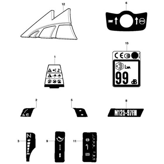 McCulloch M125-97FH - 966725601 - 2012 - Decals Parts Diagram