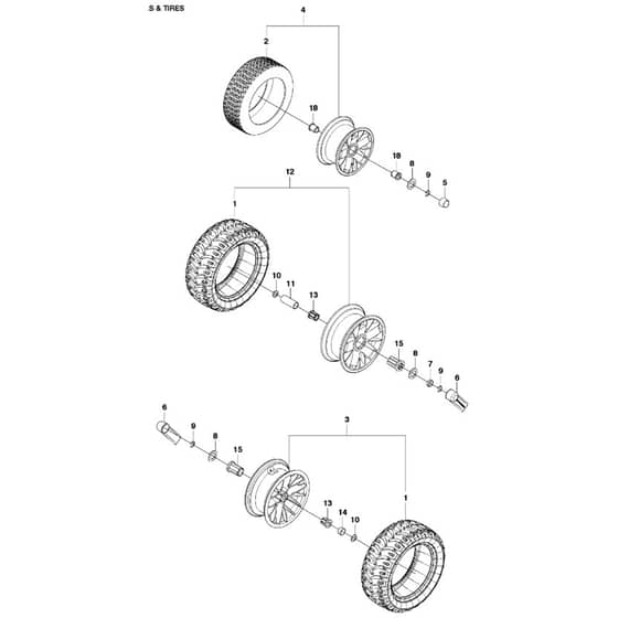McCulloch M125-97FH - 967206901 - 2013-01 - Wheels and Tyres Parts Diagram
