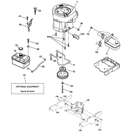 McCulloch M125-97T - 96041038100 - 2015-08 - Engine Parts Diagram