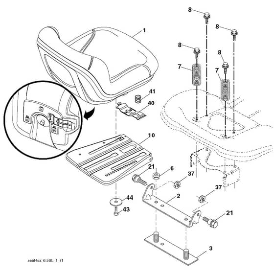 McCulloch M125-97TC - 96051006100 - 2012-11 - Seat Parts Diagram