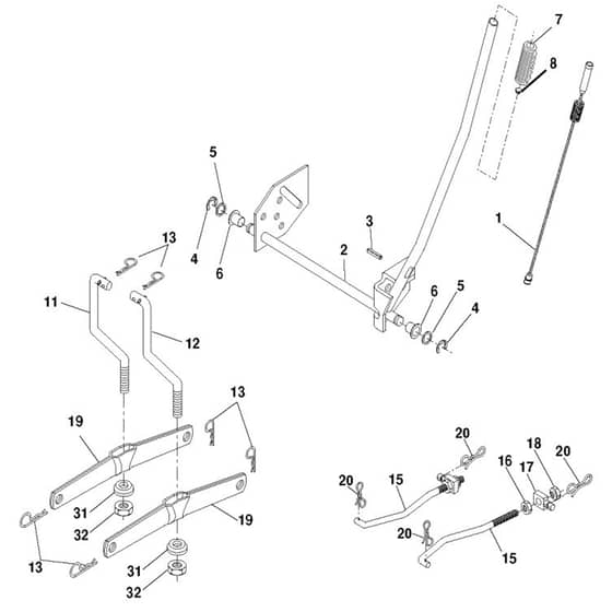 McCulloch M12T92RB - 96061010201 - 2009-08 - Mower Lift - Deck Lift Parts Diagram