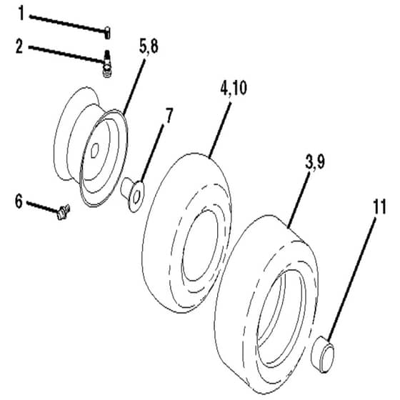 McCulloch M12T92RB - 96061010201 - 2009-08 - Wheels and Tyres Parts Diagram