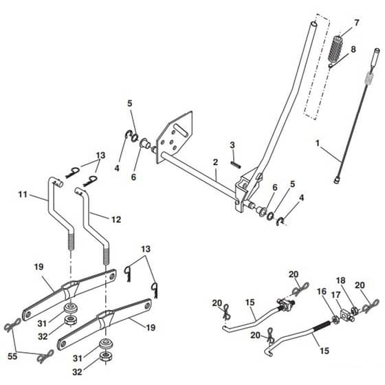 McCulloch M13538 - 96011024401 - 2009-04 - Mower Lift - Deck Lift Parts Diagram