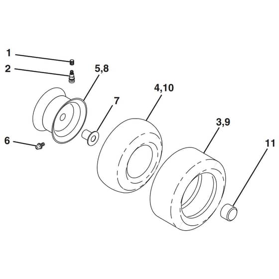 McCulloch M13538 - 96011024401 - 2009-04 - Wheels and Tyres Parts Diagram