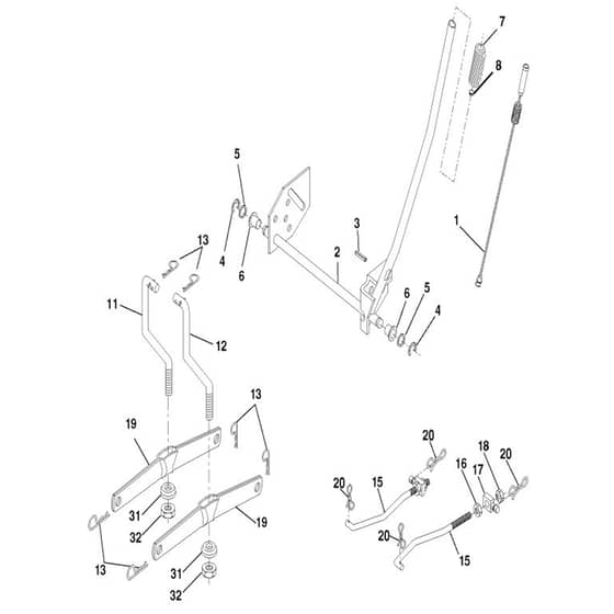 McCulloch M13592HRB - 96061017001 - 2008-08 - Mower Lift - Deck Lift Parts Diagram