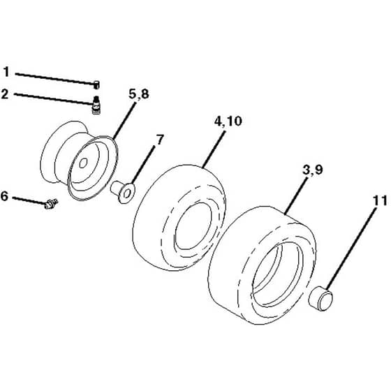 McCulloch M13592RB - 96061010103 - 2008-06 - Wheels and Tyres Parts Diagram
