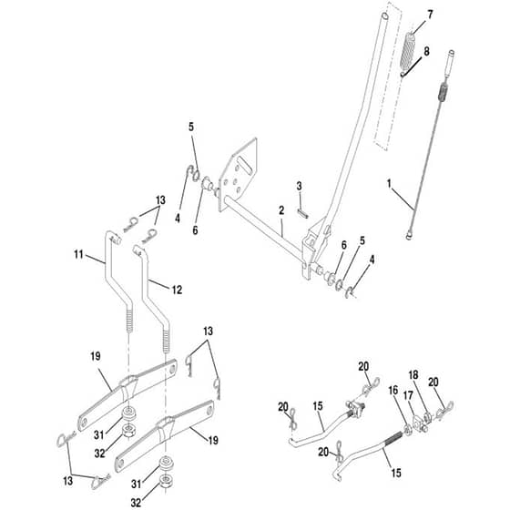 McCulloch M13592RB - 96061010104 - 2010-03 - Mower Lift - Deck Lift Parts Diagram
